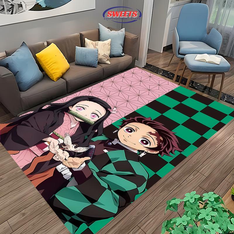 NO.2 Classic Demon Slayer Kamado Nezuko Theme Carpet,Living Room Bedroom Office Kid Room of Choice,Non-slip Machine Washable Mat
