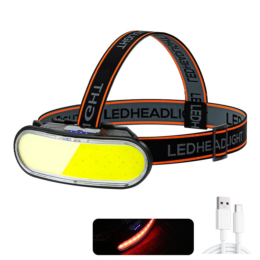 

COB 180° Floodlight LED Headlamp FlashlightFlashlight 3Modes Built-in USB Rechargeable Battery Head Lamp Hiking Camping Lamp