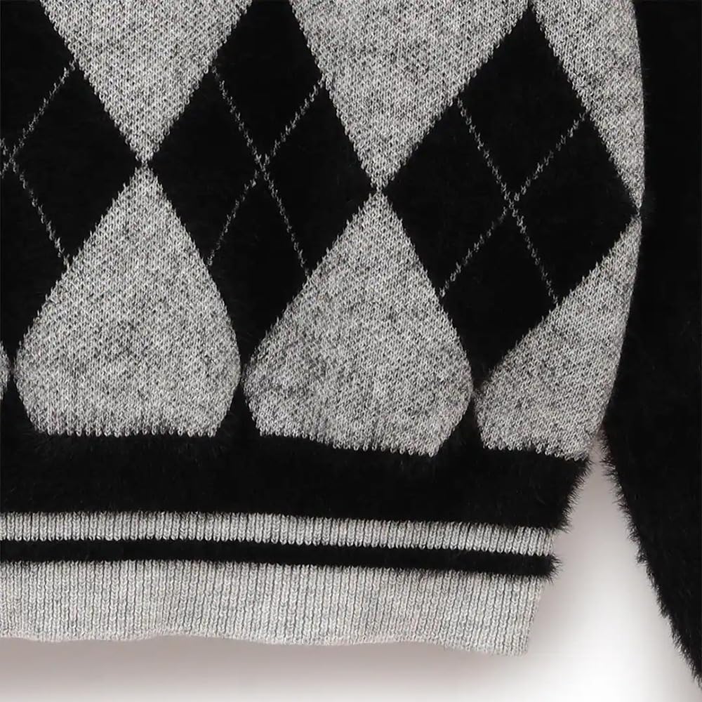 Callaway Argyle Crew Neck Golf C23218205 Size L Women's Sweater, Sweater, 1010_Black,