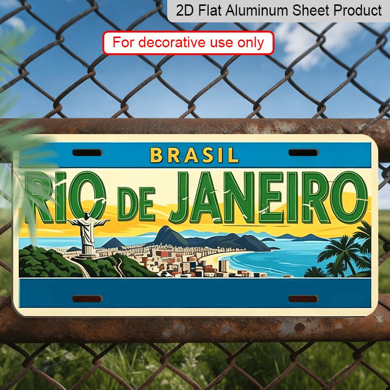 2D Flat - Vintage Rio De Janeiro Cidade Maravilhosa Aluminium Decorative Sign| 2D Flat Print, 11.8×5.9 Inch, Ideal for Wall Decor in Study and