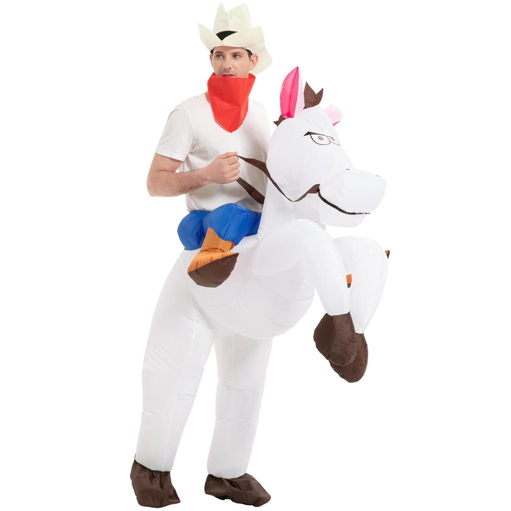 Aufblasbares Cowboy-Kostüm für Erwachsene & Kinder zum Reiten – Lustiger Festival-Performance-Anzug