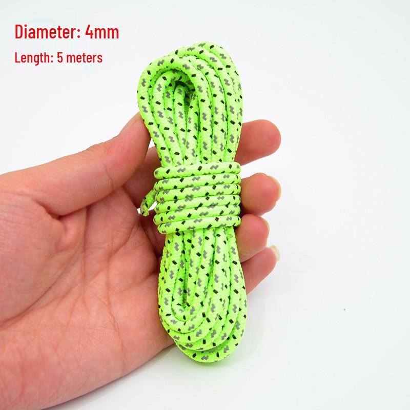 Reflective 5m Windproof Tent Rope, 4mm Thick for Camping, Beach Canopy, or Ground Stake Fixing