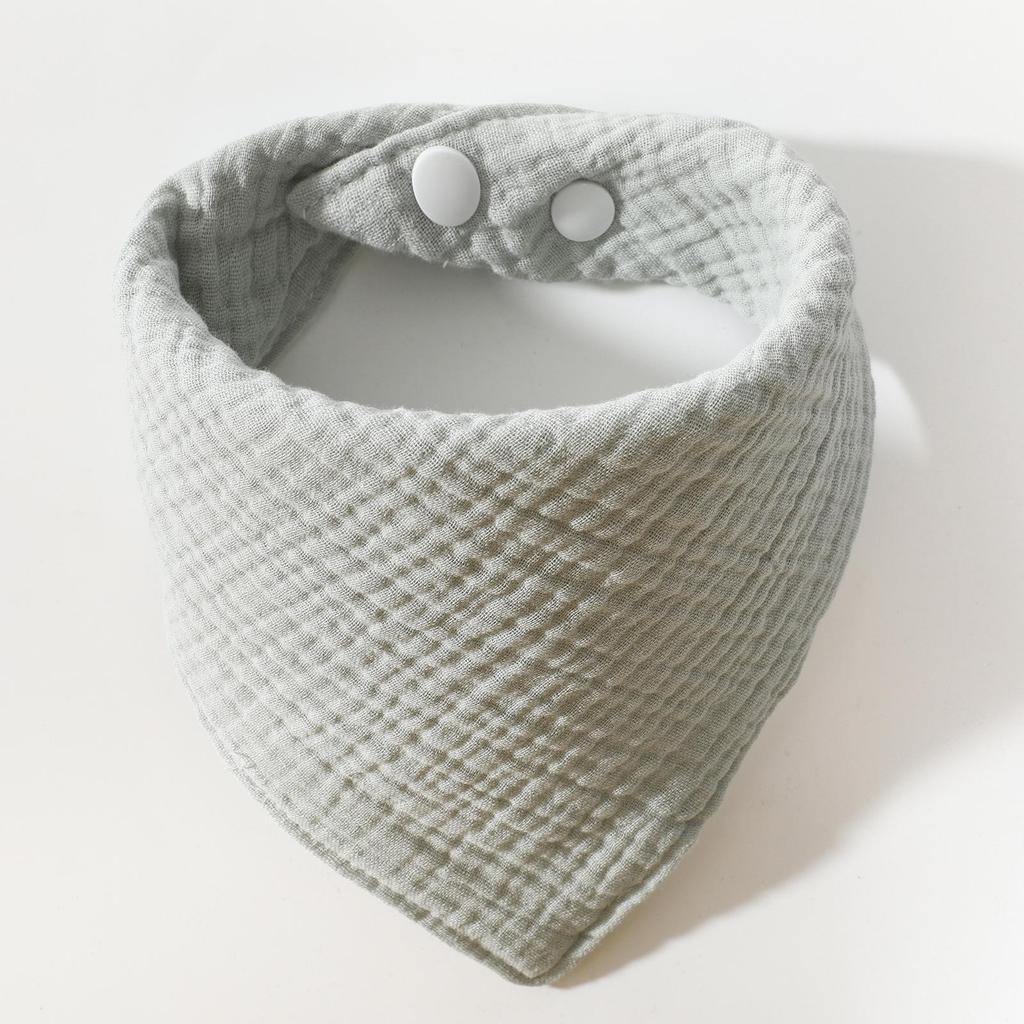 Solid Color Four-Layer Gauze Baby Bib Triangle Scarf with Snap Closure