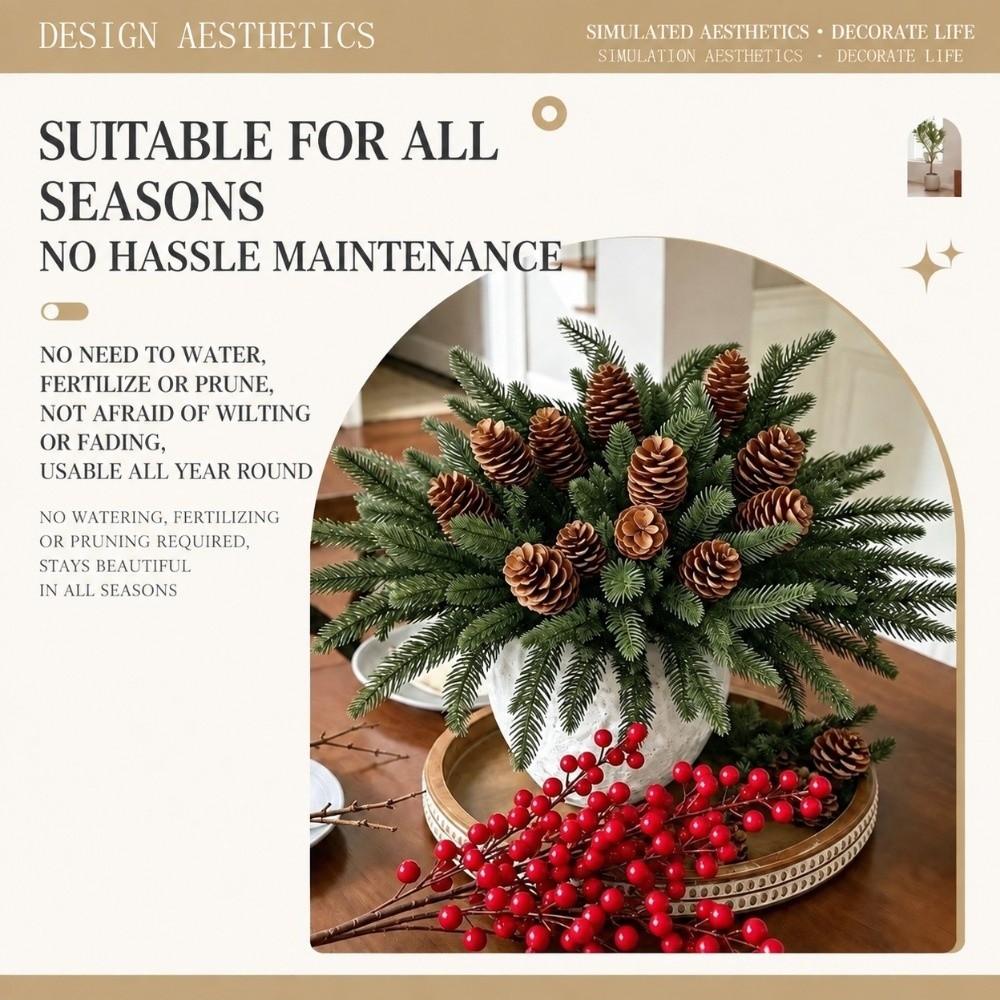 10Pcs Plastic Material Christmas Berry Stems Decorative Branches Holiday Decor