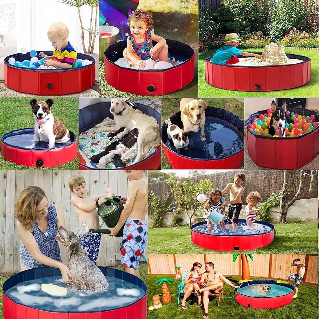 Dog PVC Foldable Portable Tub Large Capacity Pet Bathtub Pool for Small and Medium and Washing Bucket Pool, Bath, Cats, Dogs, Babies, (Pink, 8030cm)