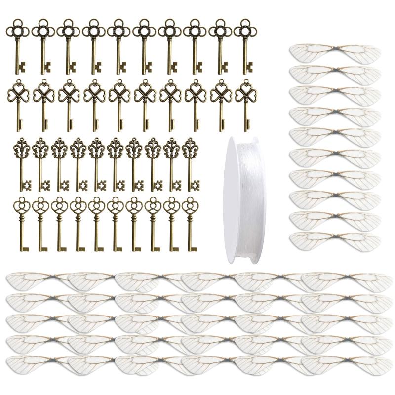 

Flying Keys DIY Handmade Accessories with Dragonfly Wing Charms Vintage Bronze Skeleton for Key Party Wedding Favor Supp 1