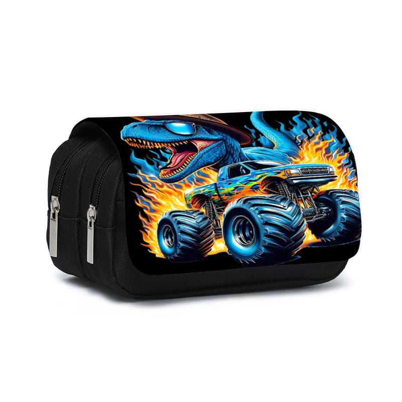 Dinosaur Print Double Layered Flip Pen Case for Boy and Girls Best Gifts 3D Cartoon School Supplies Pencil Bags for Children