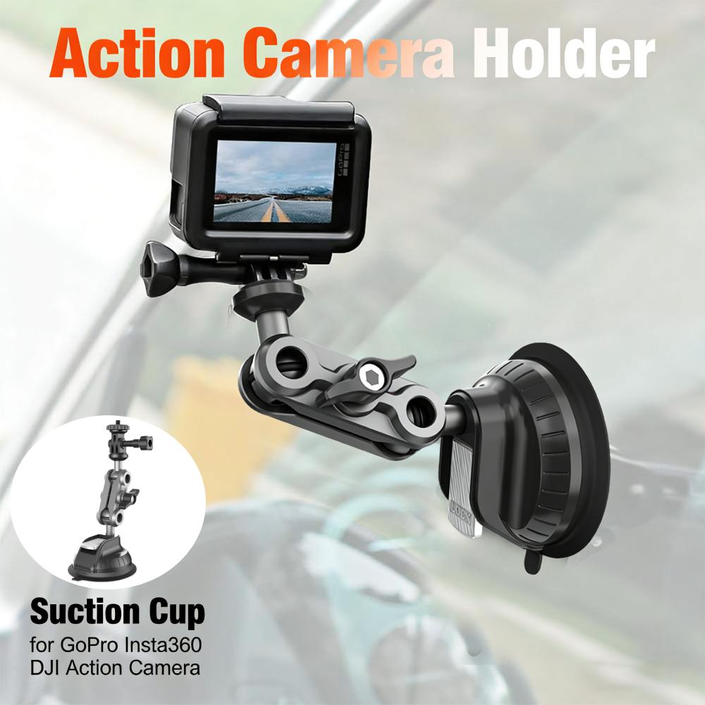 Vehicle Window Windshield Camera Mount 360 Adjustable Camera Suction Cup Car Mount 1/4 Inch for GoPro Insta360 DJI Action Camera