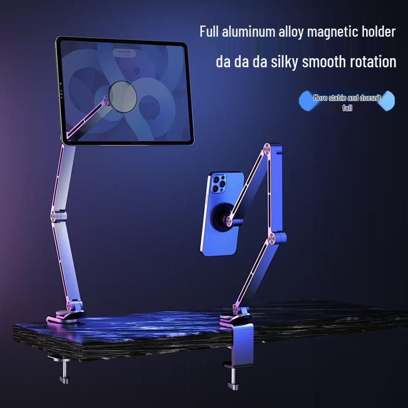 Aluminum Alloy Rotating Bedside Tablet and Phone Stand for Streaming and Multifunctional Use