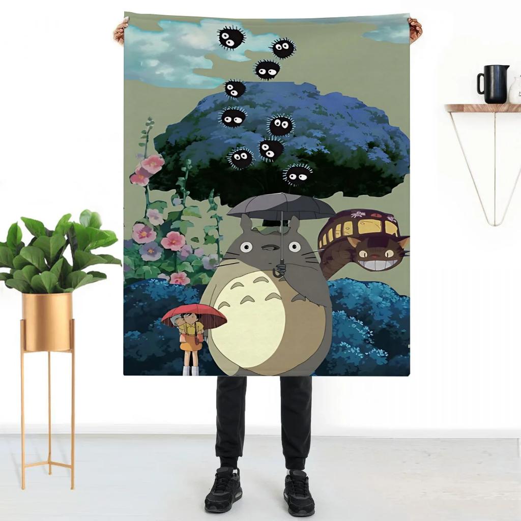 Fluffy Anime Totoro Throw Blanket for Sofa Knee Soft Luxury Home Decor Throws Cute Childrens Garden Bed Blankets