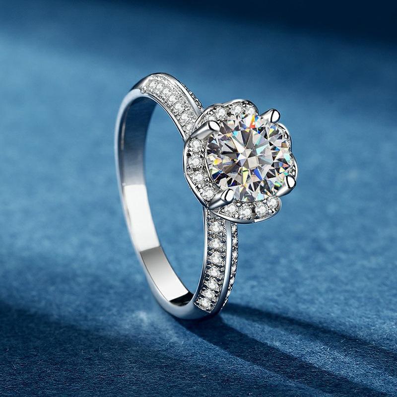 Sweet Ring Women's 1 Carat Moissanite PT950 Platinum - Bouquet Shape Platinum Women's Ring,Festival Gift Option