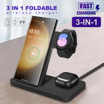 Bezprzewodowa stacja ładująca 3 w 1 do Samsung S23/S22/S21/Note 20 Z Flip Fold 4/3 podstawka szybkiego ładowania do Galaxy Watch 5/Pro Buds