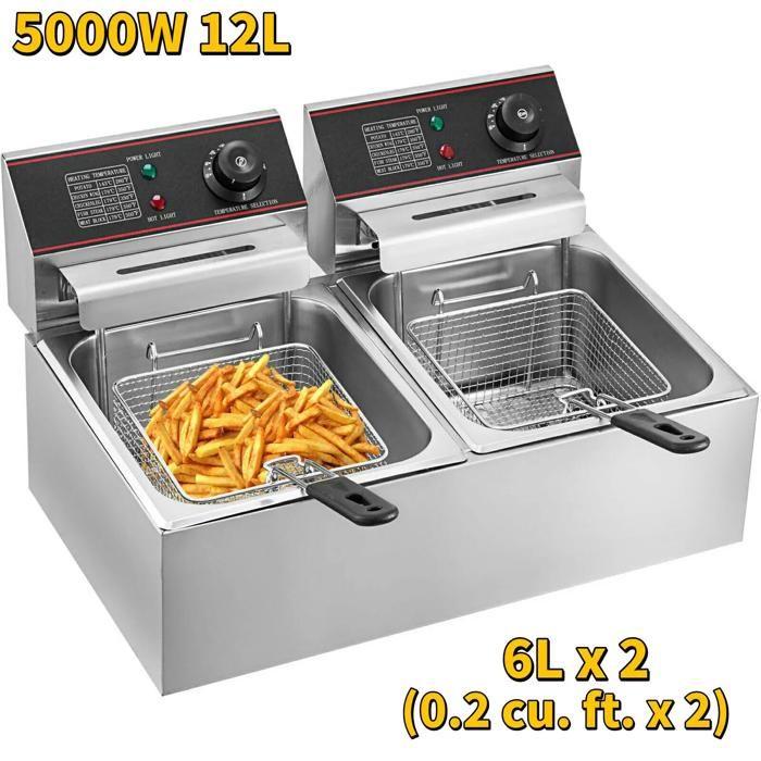 Friteuse Commerciale, Double Cuves, Capacité 6L x 2, Type A (12L), Double Cuves