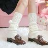 Winter Long Knit Foot Cover Crochet Leg Warmers Leggings Warm Solid Color Braided Striped Knee High Socks for Women