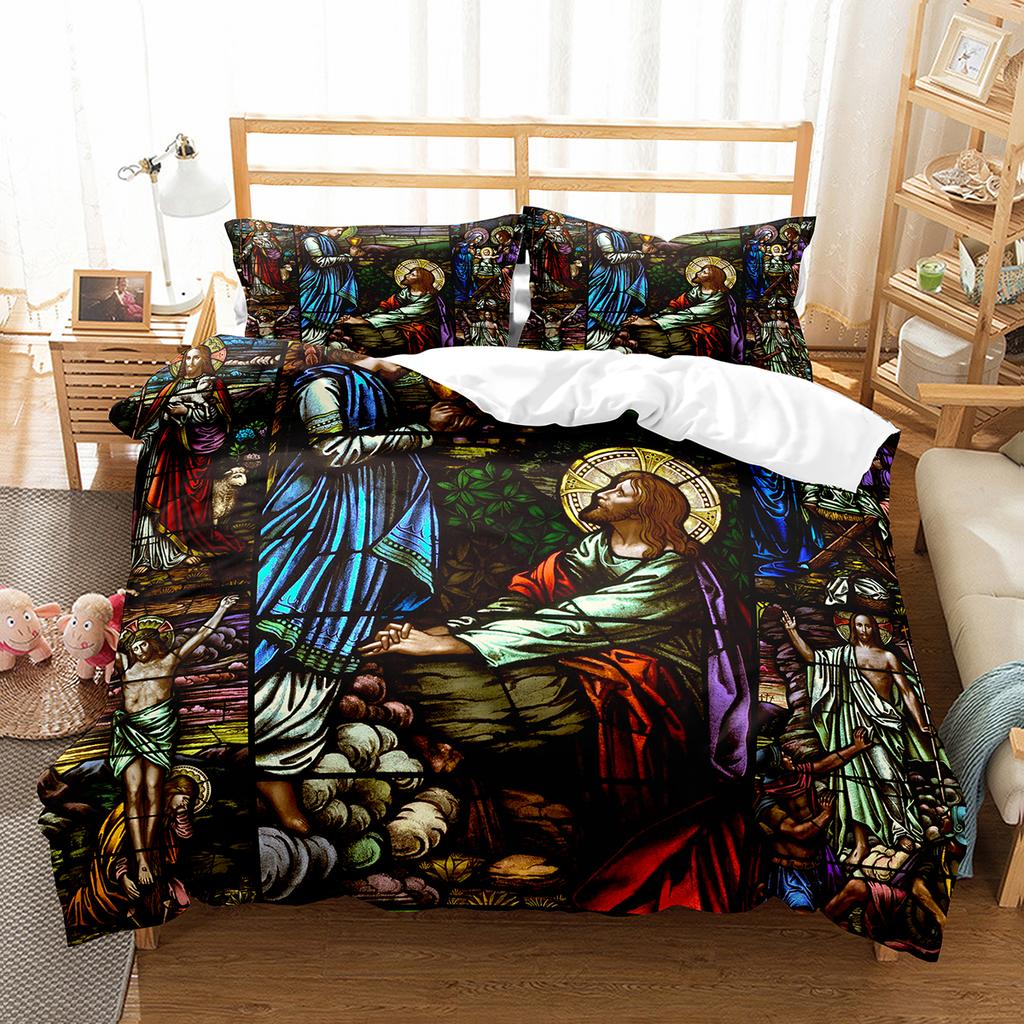 Comforter Christianity Bible Jesus Theme Religion Christian Cross Black Polyester King For Kids Adults