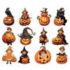 Halloween Wood Ornament For Tree Vintage Hanging Decoration Pumpkin Witch Black Cat