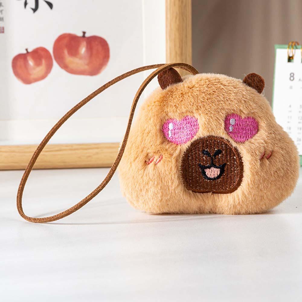 Beeping Capybara Key Ring Blinking Cartoon Animal Pendant Bag Hanging Capybara Plush Keychain  Boys