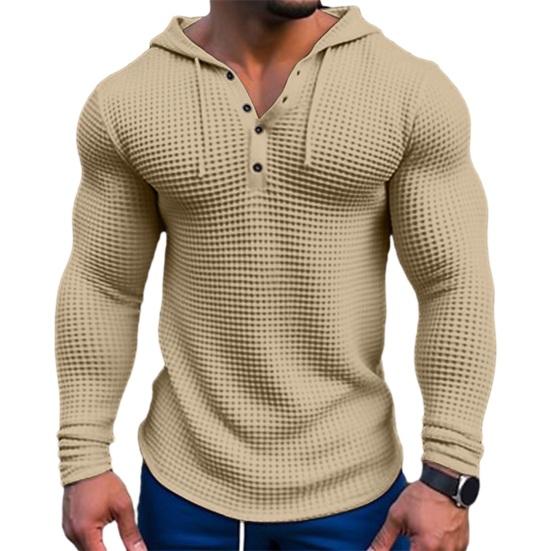 Heren Lente Herfst Sweatshirt Top Effen Kleur Slim Fit Lange mouw Ademend Casual Pullover Shirt Capuchon Top