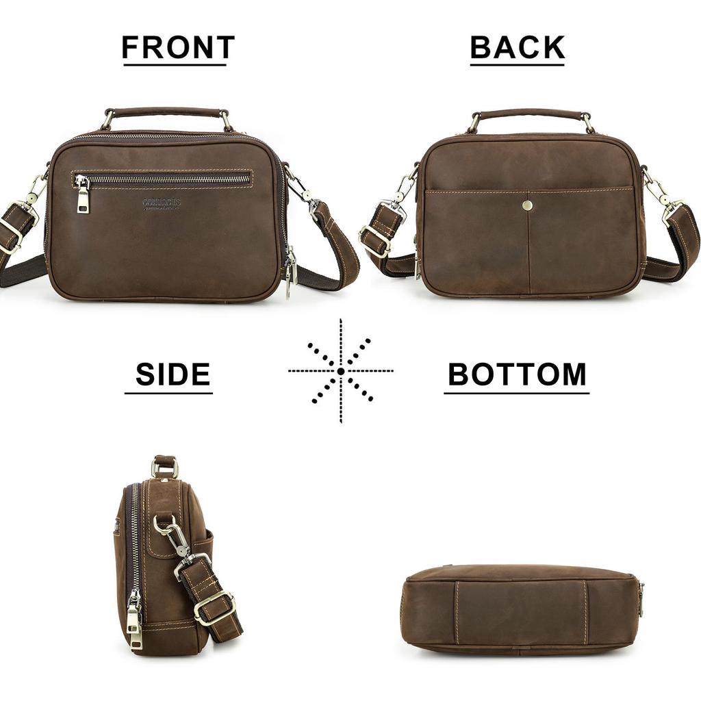 CONTACT'S Men Sling Shoulder Bags Genuine Leather Crossbody Bags Vintage Messenger Bags Men's Bags Handbags