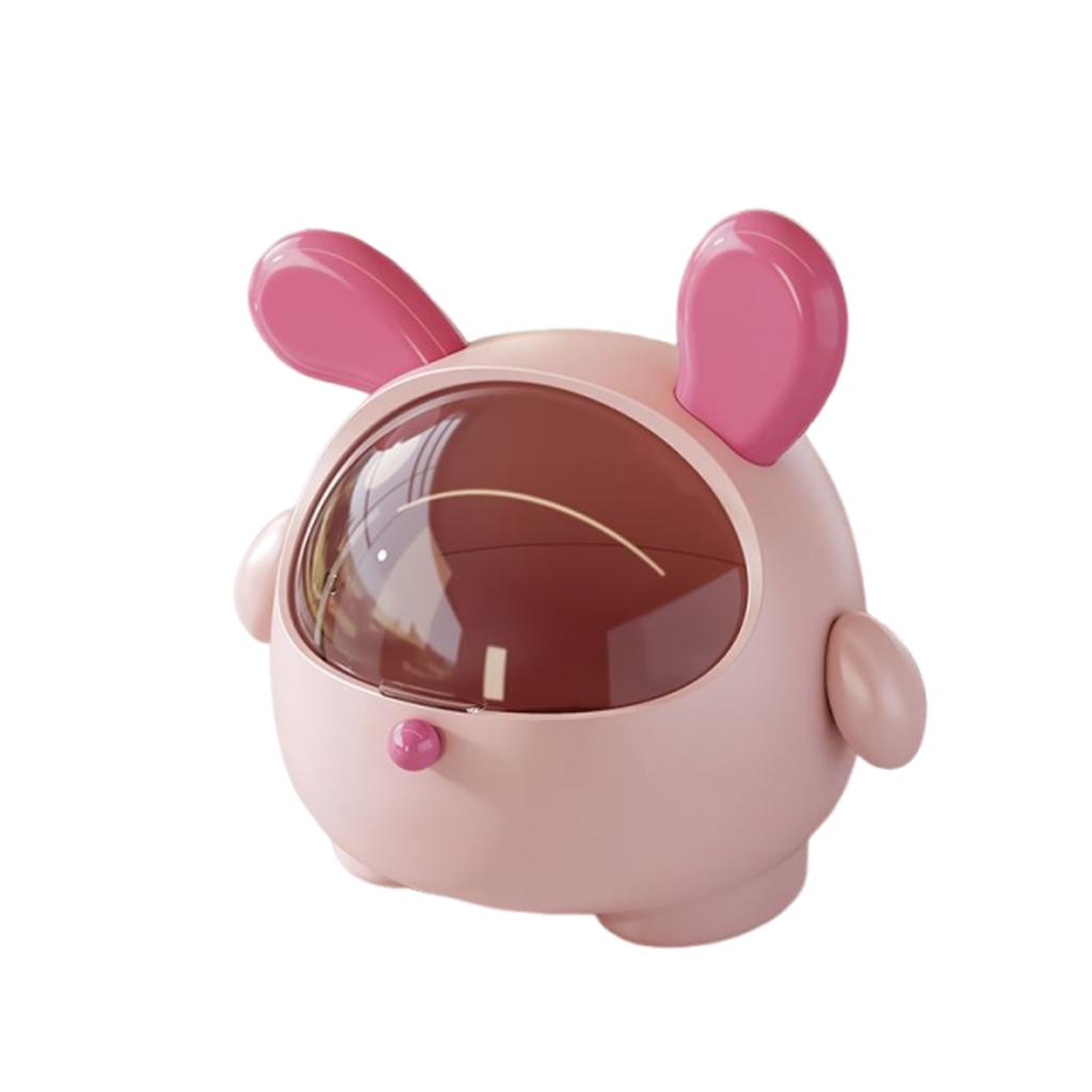 Cute Rabbit Desktop Waste Bin with Lid Large Capacity Sundries Organizer Home Office Desktop Ornament Multifunction Storage Box