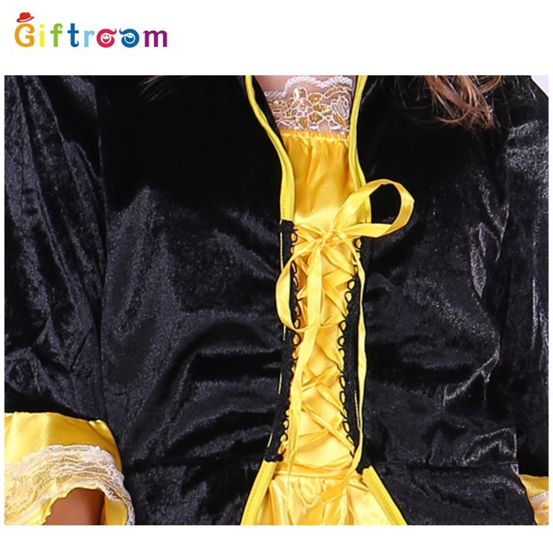 Halloween Pirate Cosplay Pirates of the Caribbean Costume Golden Noble Skirt Female Pirate Costume
