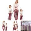 Stylish Christmas-themed Cotton Pajamas For Adults And Kids Long Sleeve 2-piece Set