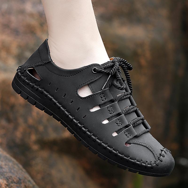 Summer Sandals Men Outdoor Hiking Shoes For Men Classic Casual Leather Sandals Male Large Size 47 Good Quality