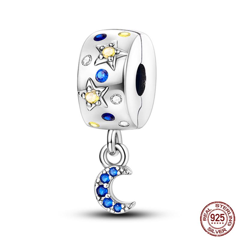 Fashion Copper Sparkling Zircon Star Moon Series Charms Beads Fit Qikaola Original Bracelets Diy Birthday Jewelry