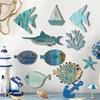 10Pcs/Set Fish Wall Decor Wooden Fish Hanging Beach Theme Bathroom Art Nautical Coastal Ocean Home Decoration