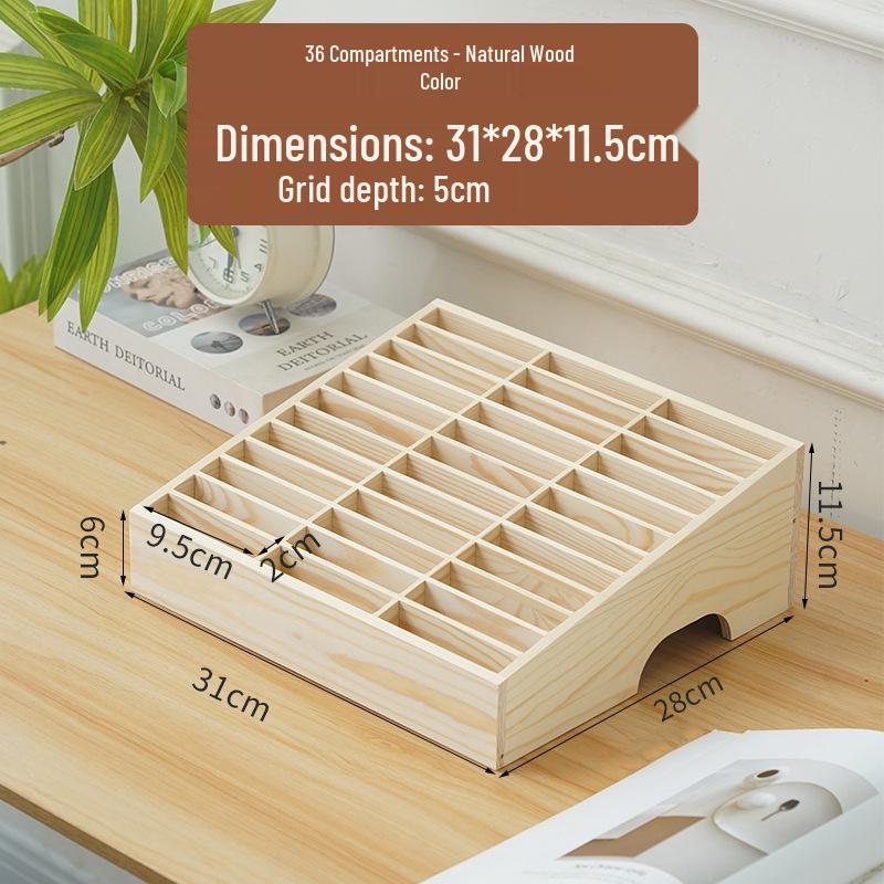 Wooden Multi-Compartment Phone & Office Storage Box