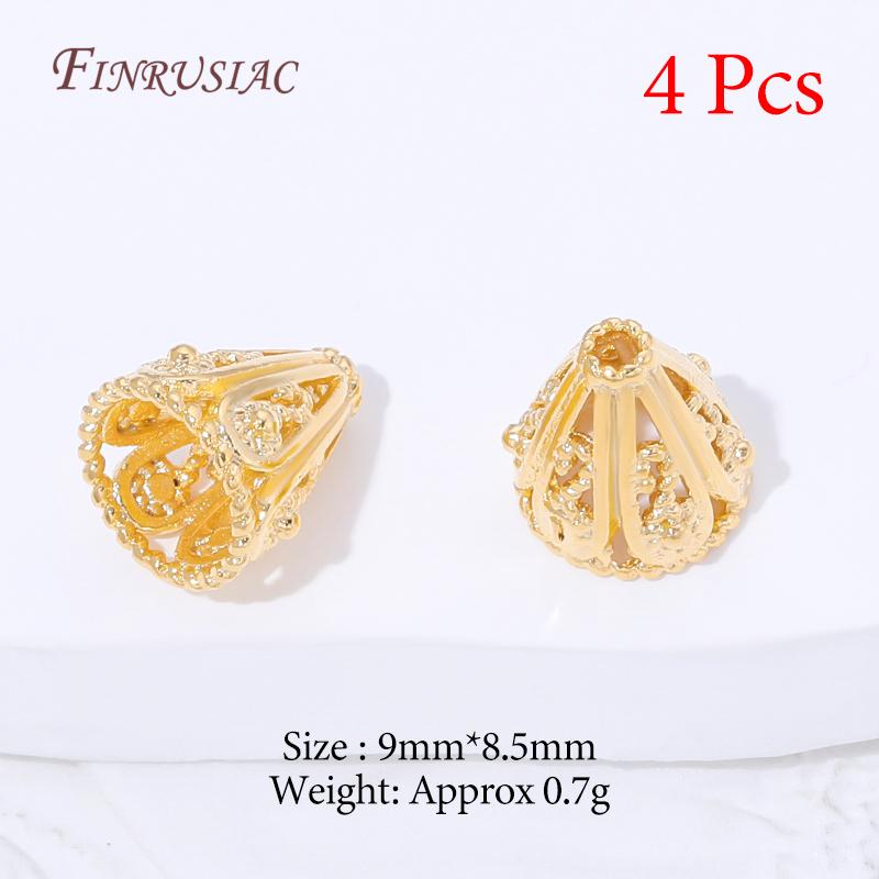 Multiple Styles 18K Gold Plated Beads Caps For Jewelry Making,Brass Flowers Caps For Bracelets DIY Accessories,Tassel End Cap