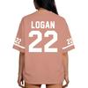 Women Fashion Jersey Style Casual Sports Top V Neck Loose Fit Short Sleeve Lightweight Pullover Shirt with University Logo and Number Print