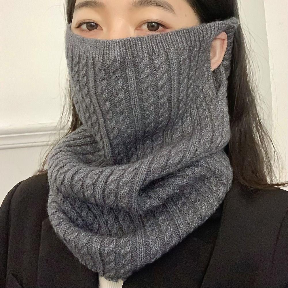 Korean Style Turtleneck Fake Collar Solid Color Pullover Wool Bib Knitted Scarf  Autumn Winter