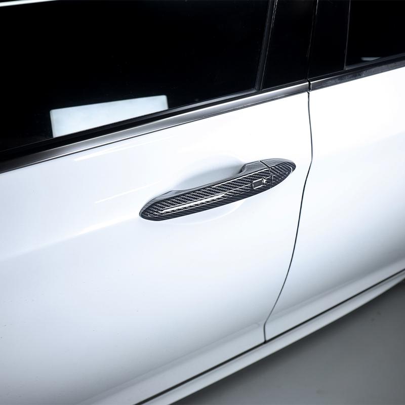Car Fibre Gloss Black Design Exterior Door Handle Trim for Genesis G80 DH 2015-2020 Left-Hand Drive Auto E Exterior Accessories