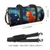 Vincent Van Gogh Blaue Sternennacht Katze Reise-Duffelbag Unisex Leichtgewicht Yoga Fitnessstudio Sporttaschen Tragbare Wasserdichte Gepäcktasche