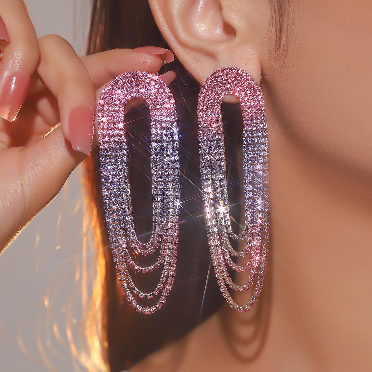 

Townka Роскошные серьги-кисточки с градиентными стразами для женщин