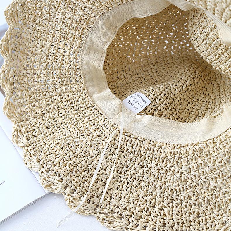 Straw Hat Female Flower Lace Beach New Vacation Sunshade Sun Straw Hat Summer