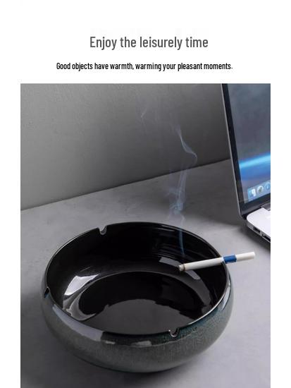 Retro Ceramic Ashtray - Large, Creative Design for Home or Office Anti-Fly Ashtray