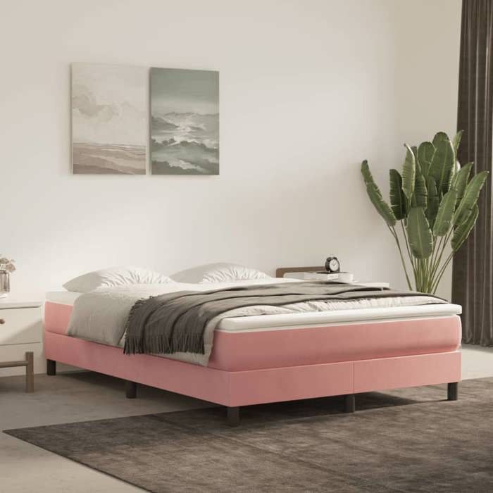 VidaXL Pocket Spring Bed Mattress Pink 140x210 Cm Thickness 20 Cm Velvet,mattress,bed Mattress,divan Mattress