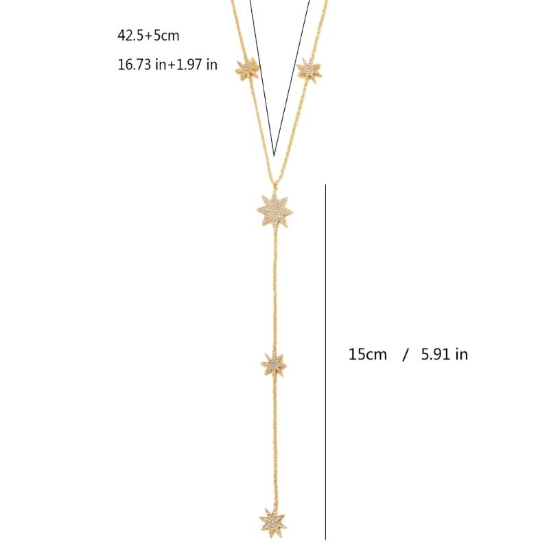 Stylish Meteors Inspired Long Necklace Sophisticated Long Necklace With Meteors And Crosses Details Neck Chain Accessory