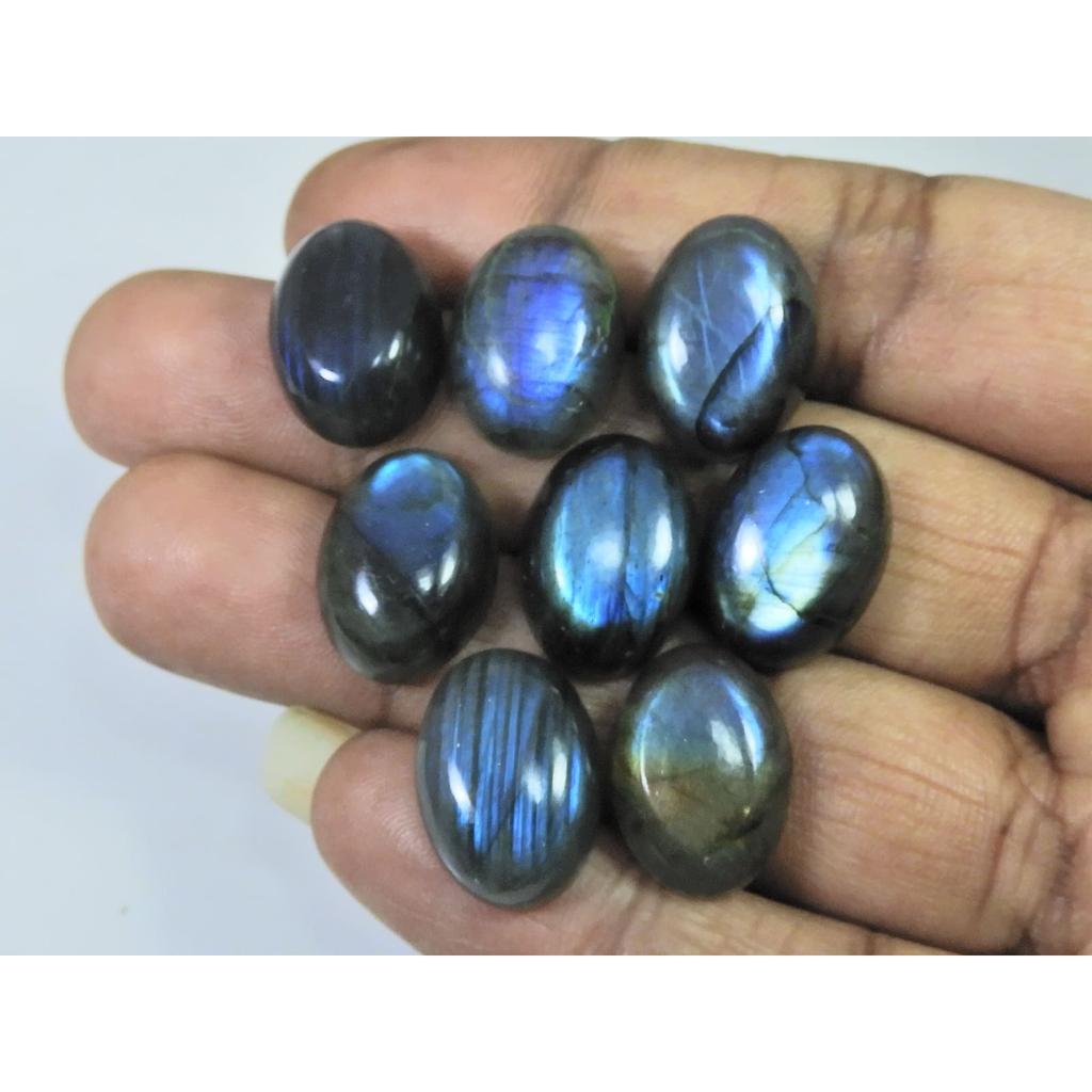 13X18MM Natural Labradorite Blue Fire Oval Cabochon Loose Gemstone 08Pcs Lot C-1076