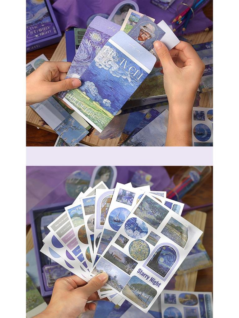 Retro Literarischer Stil Journal Geschenkbox Set: Europäische & Amerikanische Ölmalerei Design Notizbücher