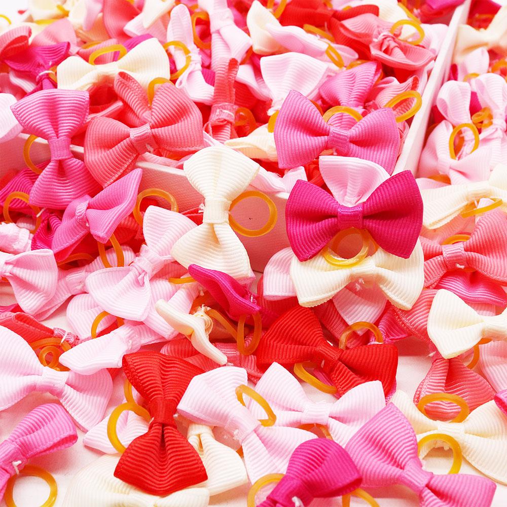 10/30/50PCS Small Dog Bows With Rubber Bands Handmade Puppy Bows Hair Accessories Pet Dogs Bowknots Pet Supplies For Dogs