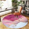 1pc Marble Texture Gold Leaf Round Chair Mat Area Rug - Non-Slip, Floor Mat for Office, Bedroom, and Indoor Decor C1125600