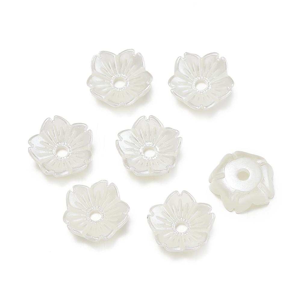 100pcs/lot Spacer Beads Pearl White Imitation Pearl Flower End Bead Caps For  DIY Jewelry Making Findings Accessories
