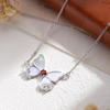 Sterling Silver Butterfly Necklace, Natural Gemstone Pendant for Ladies Gift