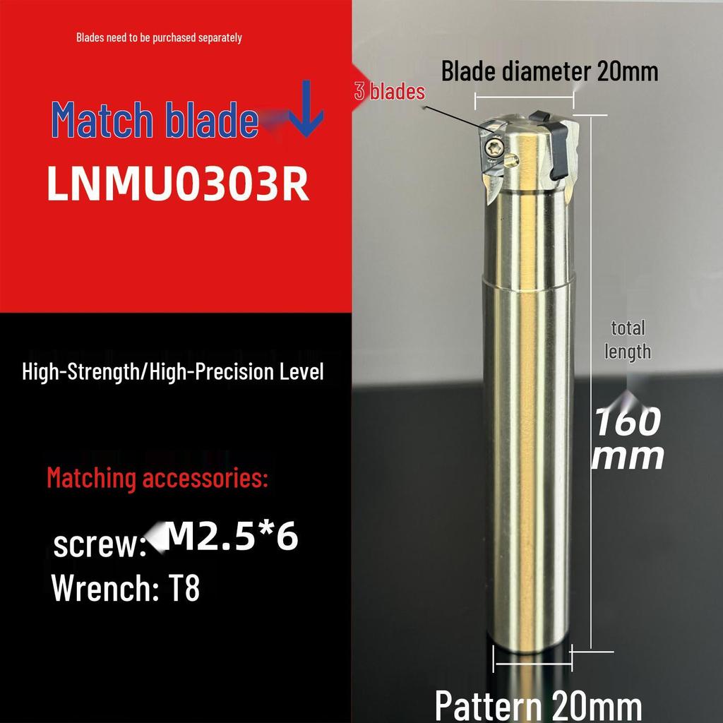Shock-Resistant Fast Feed Milling Cutter Holder with Double-Sided Exn03R Toshiba lnmu0303 Insert for 4NTE90 Roughing.