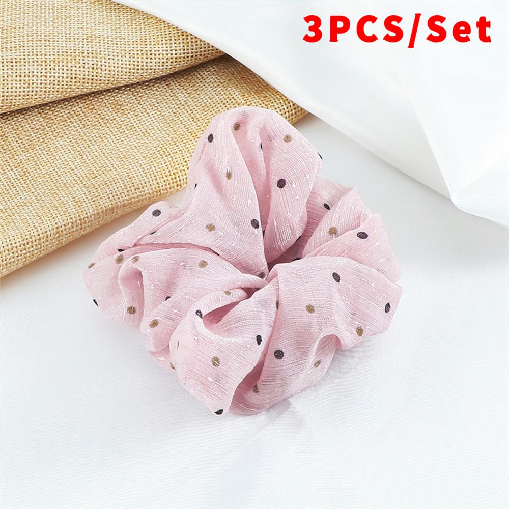 3 Stück Mode Mädchen Frauen Haarbänder Einfache Punkt Elastisches Leinen Garn Stirnband Haaraccessoires Haargummis Halter Scrunchie
