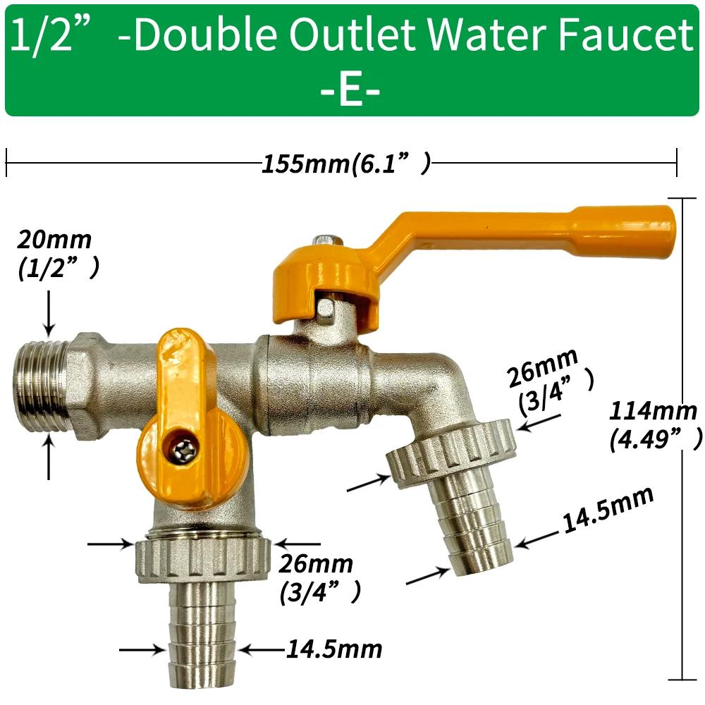 Garden Hose Brass Faucet Adapter 1/2" - Suitable for IBC Tanks, Irrigation Fittings, Reliable Ball Valve Replacement Accessories