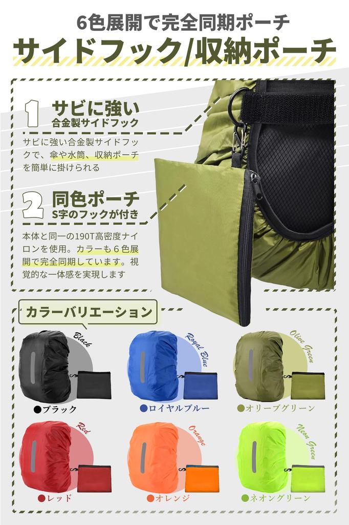 ARUTANU Backpack Fully Velcro Rain Cover for Backpacks and Fastening In 6 Sizes and 6 Side Hooks and Storage Cover, Waterproof, New! Ultra-Thin 2.5mm